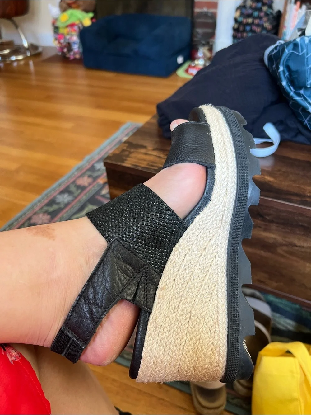Black Wedge Espadrille Sandals - size 8.5